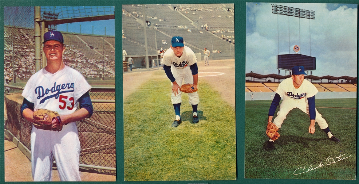 1959-60 Dormand PC Lot of (5) Dodgers W/ Koufax, Drysdale & Snider
