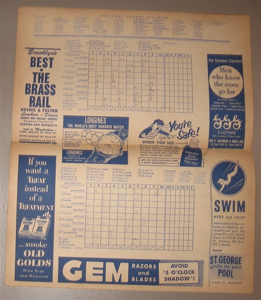 1931-54 Pirates, Tigers & Dodgers, Lot of (3) Scorecards