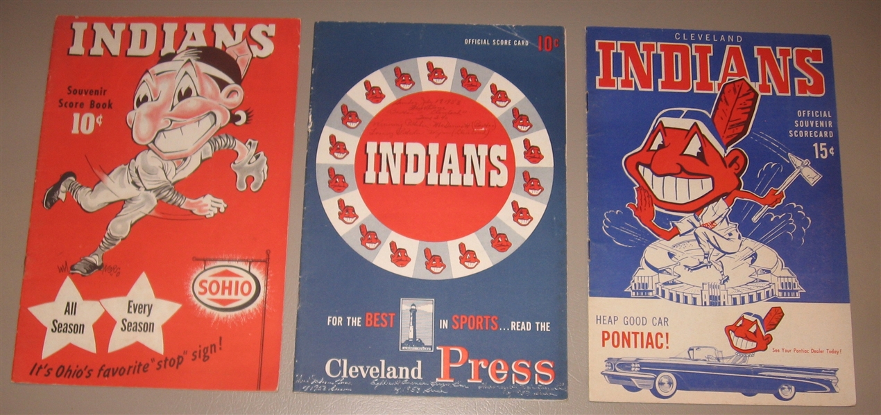 1947-59 Cleveland Indians Scorecards, Lot of (3)