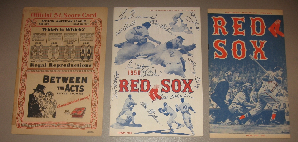 1931-59 Boston Red Sox Scorecards, Lot of (3)