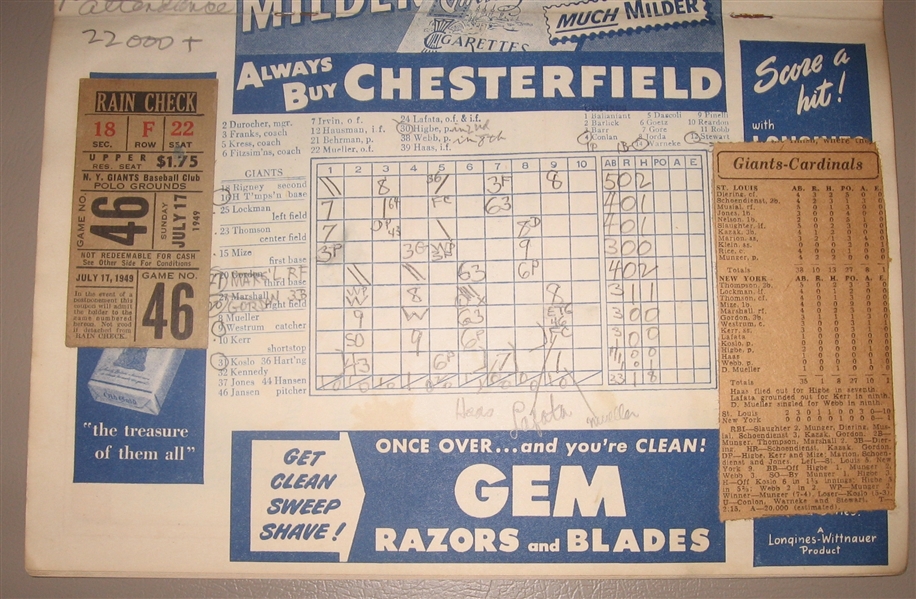 1943-60 Braves & Giants, Scorecards, Lot of (4)