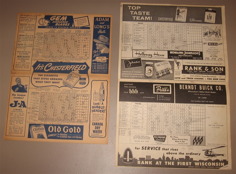 1943-60 Braves & Giants, Scorecards, Lot of (4)
