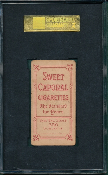 1909-1911 T206 Walter Johnson, Portrait, Sweet Caporal Cigarettes SGC 40