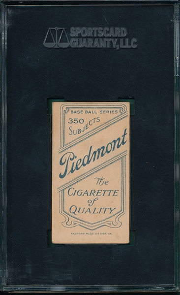 1909-1911 T206 Huggins, Hands At Mouth, Piedmont Cigarettes SGC 40