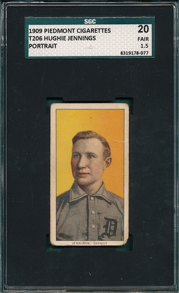 1909-1911 T206 Jennings, Portrait, Piedmont Cigarettes SGC 20