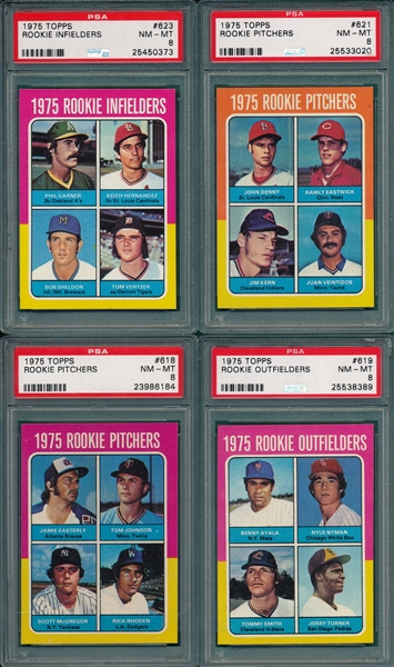 1975 Topps Lot of (4) Rookies W/ #623 Keith Hernandez PSA 8