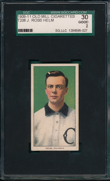 1909-1911 T206 Helm Old Mill Cigarettes SGC 30 *Southern League*