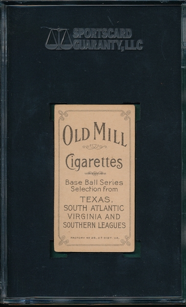 1909-1911 T206 Miller, Molly, Old Mill Cigarettes SGC 50 *Southern League*