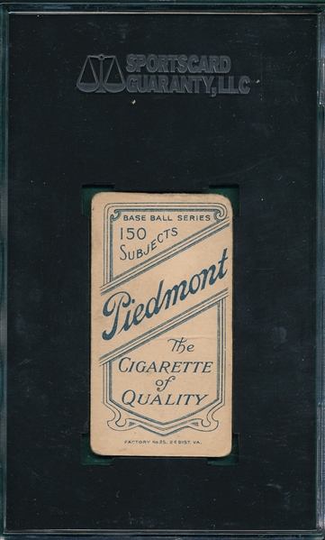 1909-1911 T206 Powers Piedmont Cigarettes SGC 30 