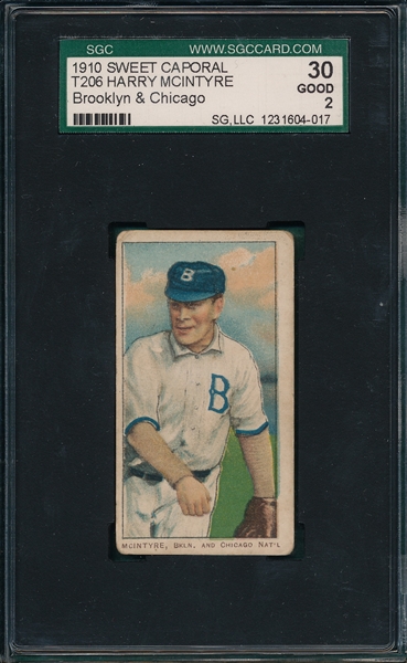 1909-1911 T206 McIntyre, Brooklyn & Chicago, Sweet Caporal Cigarettes SGC 30 *Factory 25*