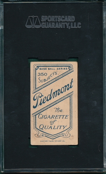 1909-1911 T206 Rhoades, Arm Extended, Piedmont Cigarettes SGC 35