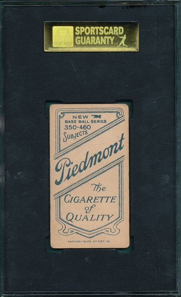 1909-1911 T206 Oldring, Batting, Piedmont Cigarettes SGC 50