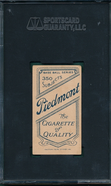 1909-1911 T206 Wagner, Bat on Right, Piedmont Cigarettes SGC 55