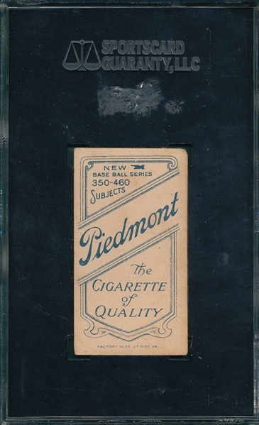 1909-1911 T206 McQuillan, Bat, Piedmont Cigarettes SGC 40