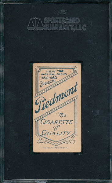 1909-1911 T206 Schlei, Portrait. Piedmont Cigarettes SGC 40  