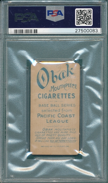 1909 T212-1 Whalen Obak Cigarettes PSA 2