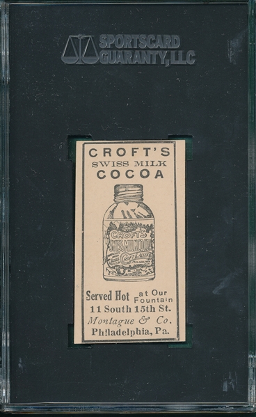 1909 E92 Chief Bender, Striped Hat, Croft's Cocoa, SGC Authentic