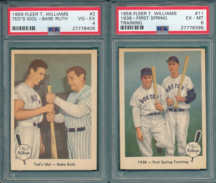 1959 Fleer Ted Williams Lot of (6) W/ #2 Babe Ruth PSA