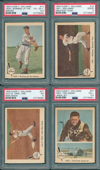 1959 Fleer Ted Williams Lot of (6) W/ #2 Babe Ruth PSA