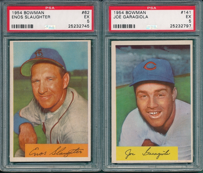 1954 Bowman Lot of (6) W/ #62 Slaughter PSA 5
