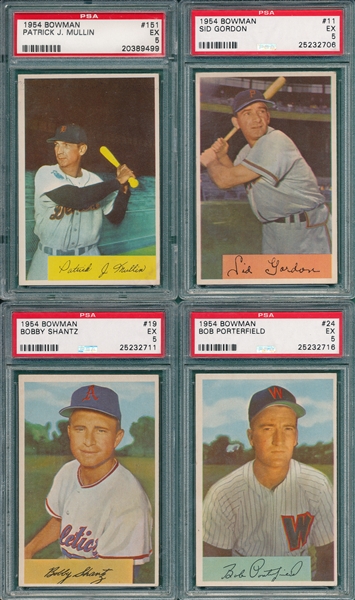 1954 Bowman Lot of (6) W/ #62 Slaughter PSA 5
