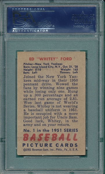 1951 Bowman #1 Whitey Ford PSA 4 *Rookie*