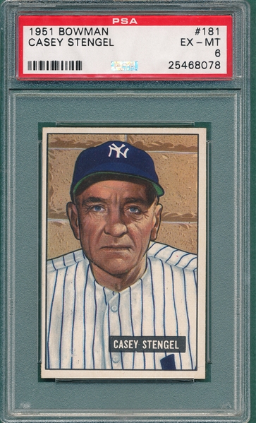 1951 Bowman #181 Casey Stengel PSA 6