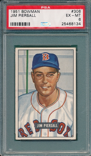1951 Bowman #306 Jim Piersall PSA 6 *Hi #* *Rookie*