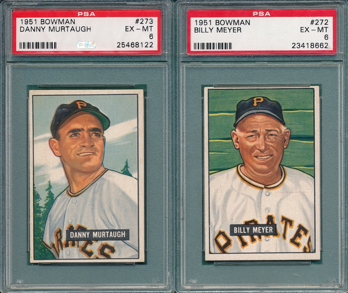 1951 Bowman #272 Meyer & #273 Murtaugh, Lot of (2), PSA 6 *Hi #s*