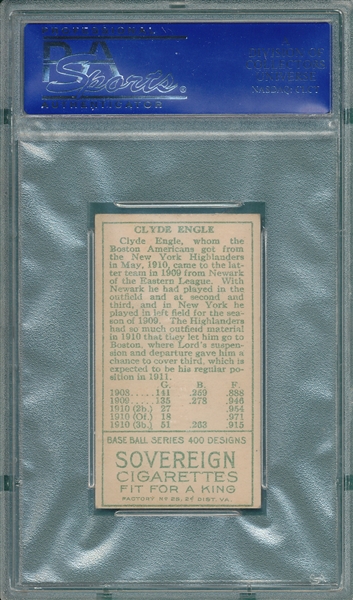 1911 T205 Engle Sovereign Cigarettes PSA 6