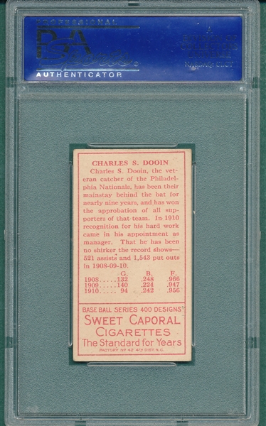 1911 T205 Dooin Sweet Caporal Cigarettes PSA 6