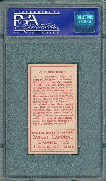1911 T205 Ferguson Sweet Caporal Cigarettes PSA 6