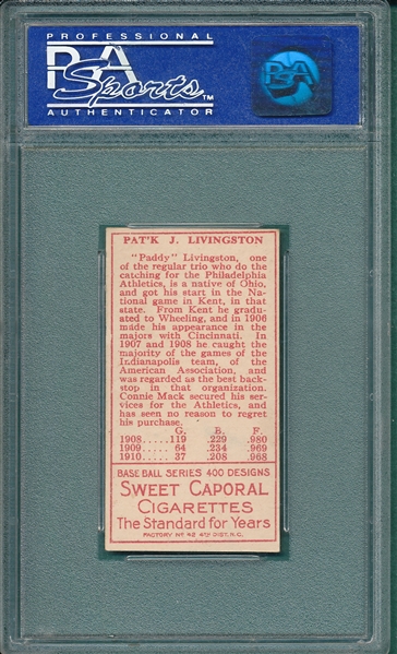 1911 T205 Livingston Sweet Caporal Cigarettes PSA 6