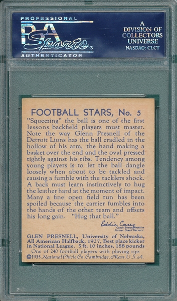 1935 National Chicle #5 Glenn Presnell PSA 5