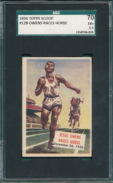 1954 Topps Scoops #128 Owens Races Horse SGC 70