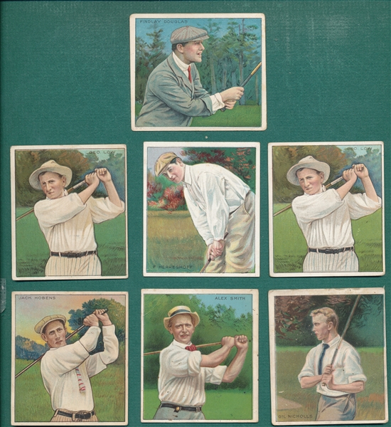 1910 T218 Champions Mecca Cigarettes, Lot of (13) W/ (7) Golfers