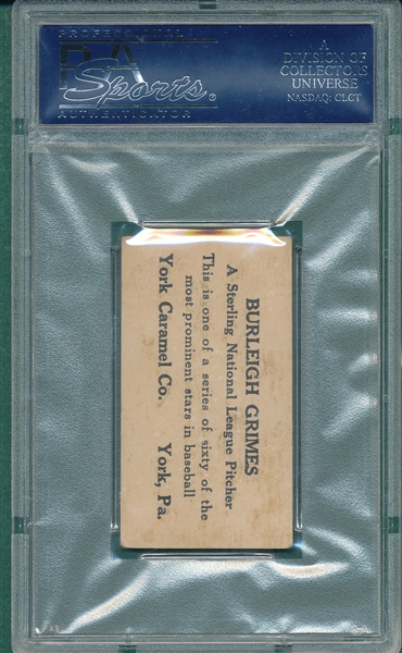 1927 E210-1 #1 Burleigh Grimes York Caramels PSA 3