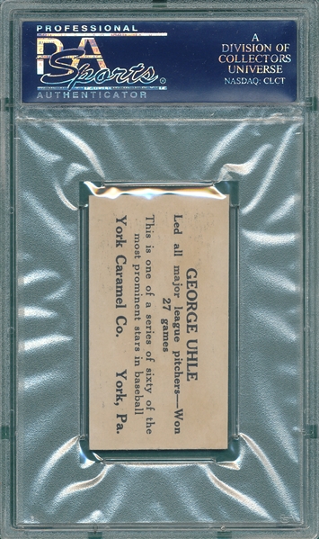 1927 E210-1 #11 George Uhle York Caramels PSA 4