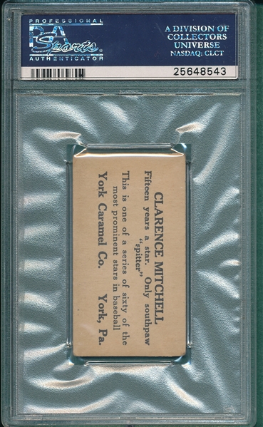 1927 E210-1 #15 Clarence Mitchell York Caramels PSA 4