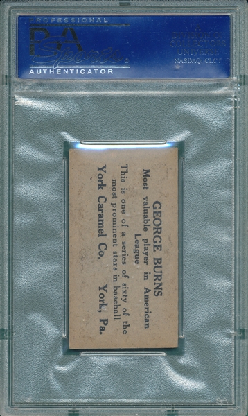 1927 E210-1 #9 George Burns York Caramels PSA 5