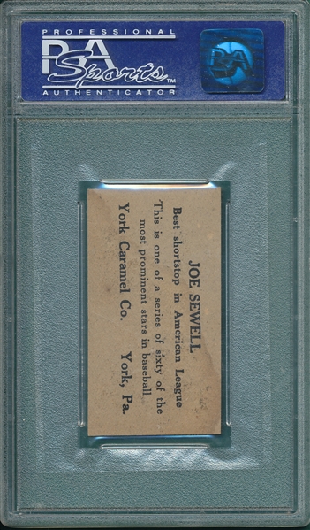 1927 E210-1 #10 Joe Sewell York Caramels PSA 5