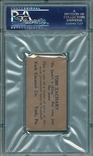 1927 E210-1 #26 Tom Zachary York Caramels PSA 3.5