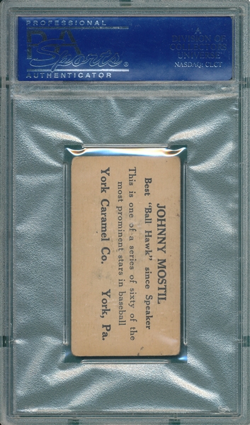 1927 E210-1 #24 Johnny Mostil York Caramels PSA 3