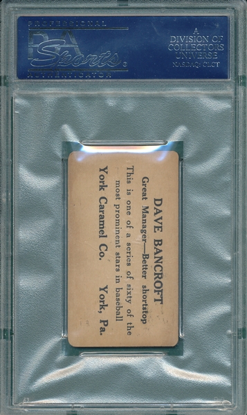 1927 E210-1 #19 Dave Bancroft York Caramels PSA 2