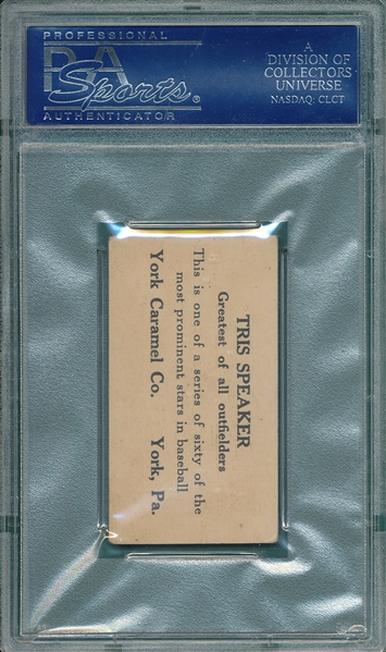 1927 E210-1 #28 Tris Speaker York Caramels PSA 4