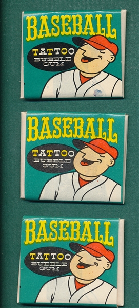 1960 Topps Tattoo Unopened Pack Lot of (3) 