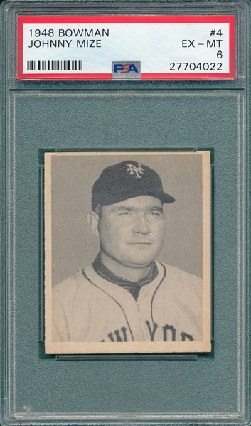 1948 Bowman #4 Johnny Mize PSA 6