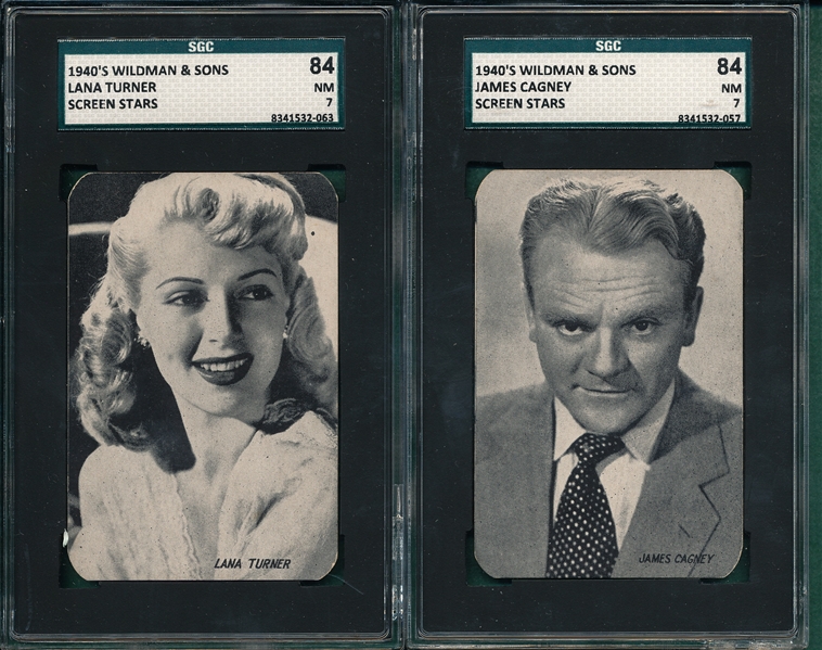 1940s Wildman & Sons Screen Stars Turner and Cagney, Lot of (2) SGC 84