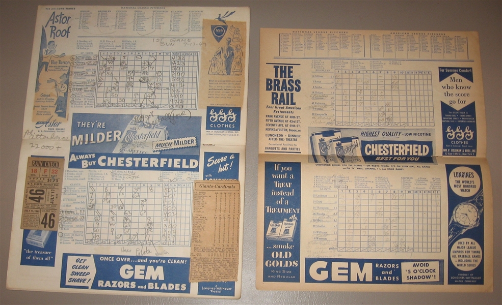 1943-60 Braves , Indians & Giants, Scorecards, Lot of (7)