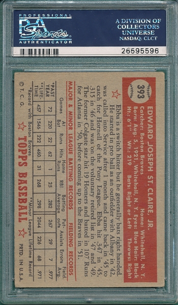 1952 Topps #393 Ebba St. Claire PSA 3.5 *Hi#* 
